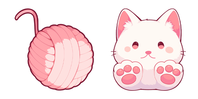 Ball Of Yarn & Cute White Kitty Cursor