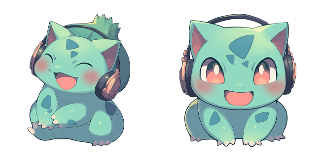 Pokemon Bulbasaur in Headphones Cursor