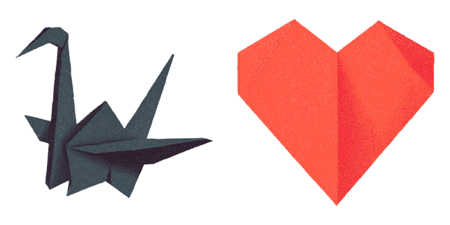 Paper Origami Crane & Heart Cursor