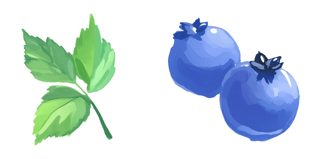 Green Leaf & Blueberries Watercolor Cursor