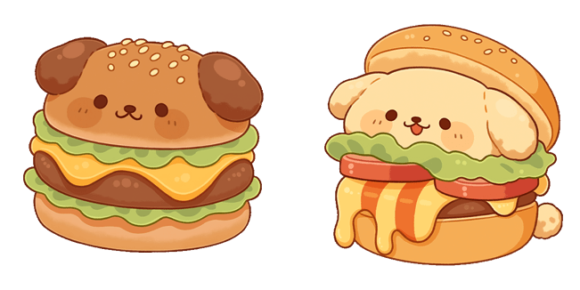Kawaii Foodie Puppy Burgers Cursor