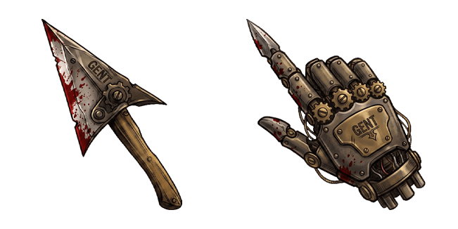 Steampunk Mechanical Hand & Bloody Arrow Cursor