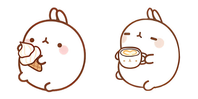 Molang with Ice Cream & Coffee Cursor