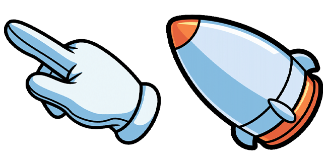 Cartoon Hand & Rocket Ship Cursor