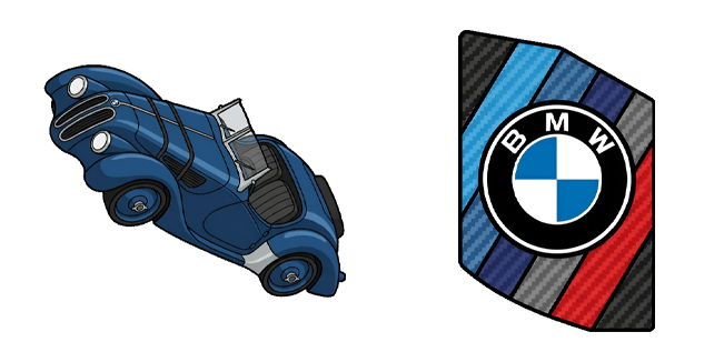 Vintage Blue BMW 328 Roadster & M Power Logo Cursor