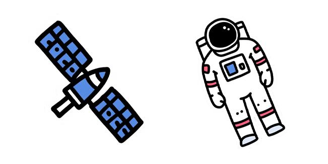 Cute Astronaut & Space Satellite Cursor