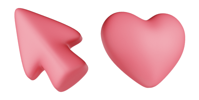 Red Arrow & Heart 3D Cursor