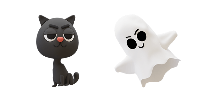 Black Cat & White Ghost 3D Cursor
