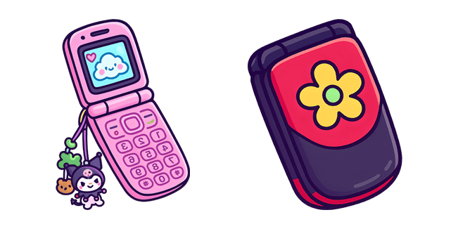 Cute Pink & Blue Flip Phone Cursor