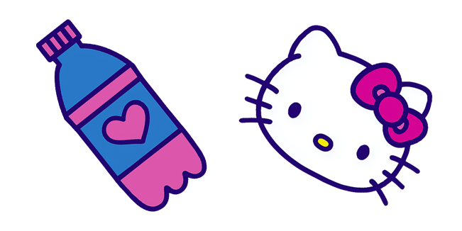 Sanrio Heart Soda Bottle & Hello Kitty Cursor
