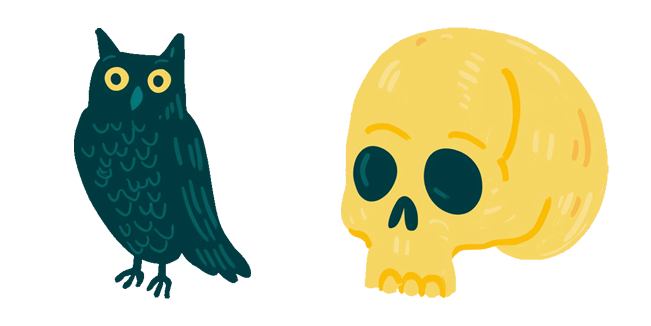 Cartoon Dark Owl & Skull Cursor