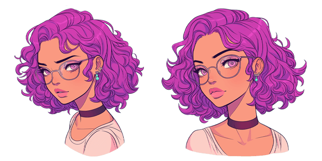 Purple Haired Baddie Girl With Glasses Cursor
