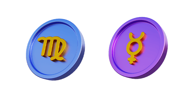 Virgo Sign & Mercury 3D Cursor