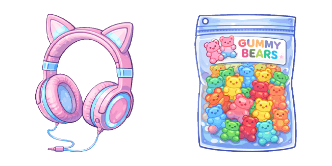 Kawaii Headphones & Gummy Bears Cursor