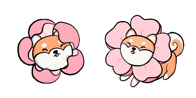Kawaii Shiba Inu Flower Animated Cursor