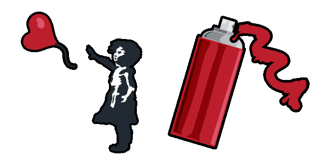 Banksy Girl with Balloon & Spray Can Animated Cursor