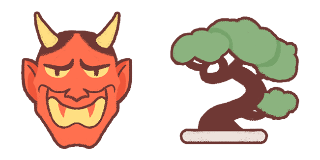 Japanese Aesthetic Oni Demon & Bonsai Cursor