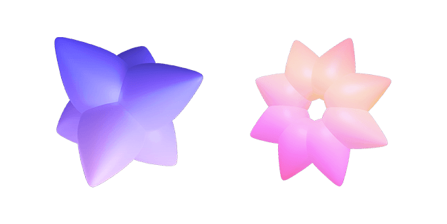 Blue Gradient Flower & Pink Gradient Star Abstract 3D Cursor