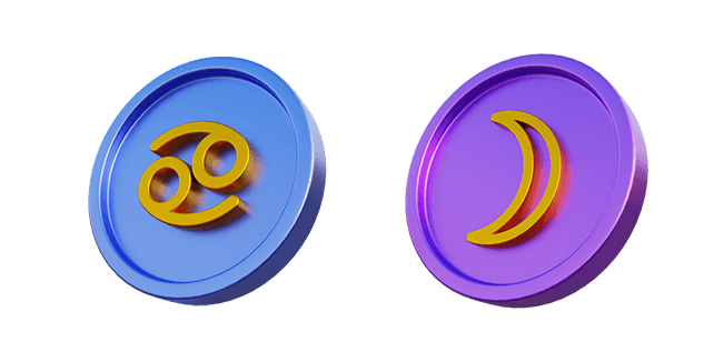 Cancer Sign & Moon 3D Cursor