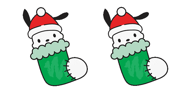 Sanrio Pochacco in a Christmas Stocking Animated Cursor