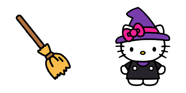 Halloween Hello Kitty Witch & Broom Cursor