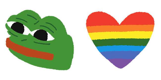 Pepe Frog & Rainbow Pride Heart Cursor
