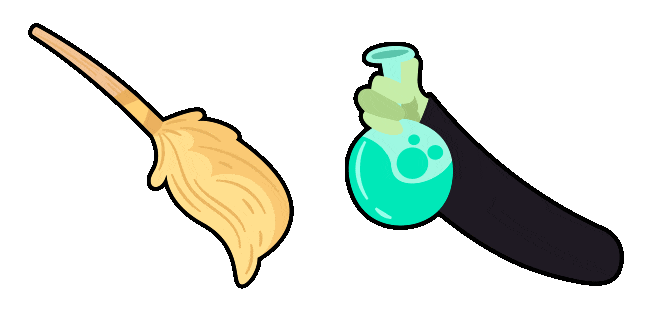 Halloween Broom & Potion Bottle Animated Cursor