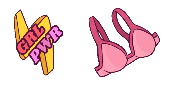 Girl Power & Pink Bra Animated Cursor