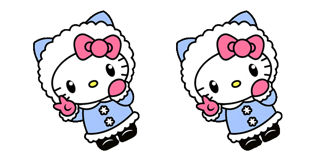 Winter Hello Kitty in Puffy Hat Animated Cursor