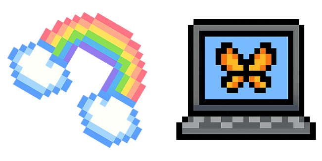 Cute Pixel Rainbow & Laptop Cursor