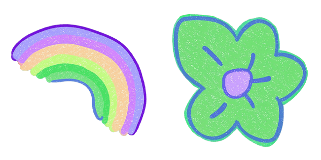 Pastel Kawaii Rainbow & Green Flower Cursor