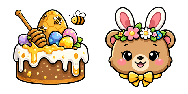 Easter Cute Bear & Honey Cake Cursor