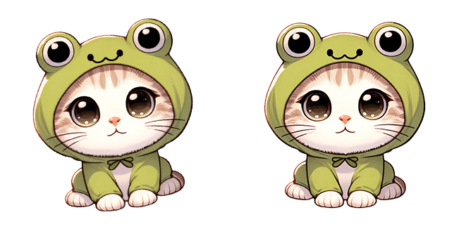 Cute Kitty in Frog Hoodie Cursor