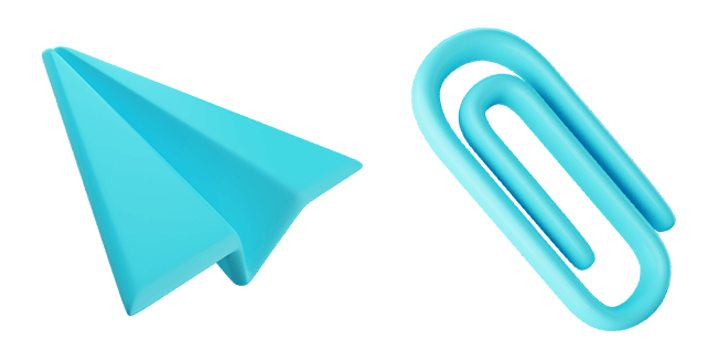 Blue Paper Plane & Clip 3D Cursor