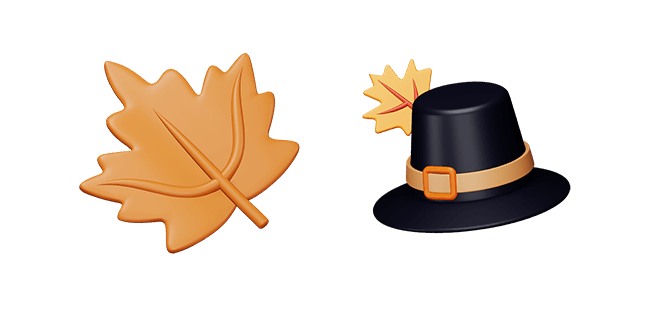Fall Leaf & Pilgrim Hat 3D Cursor
