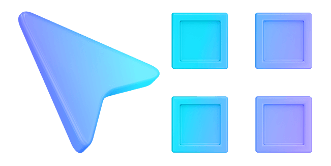 Blue Arrow & Four Squares 3D Cursor