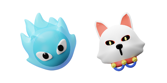 Japanese Onibi & Kitsune 3D Cursor