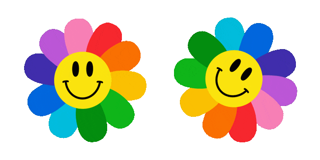Rainbow Flower Smiley Face Animated Cursor