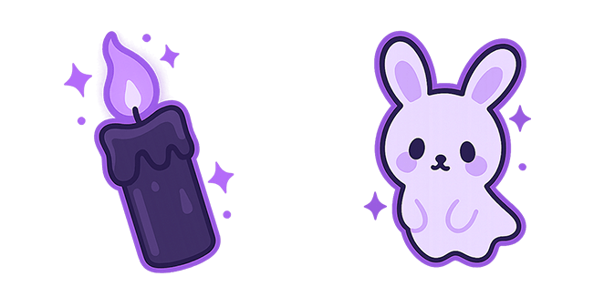 Cute Halloween Ghost Bunny & Candle Cursor