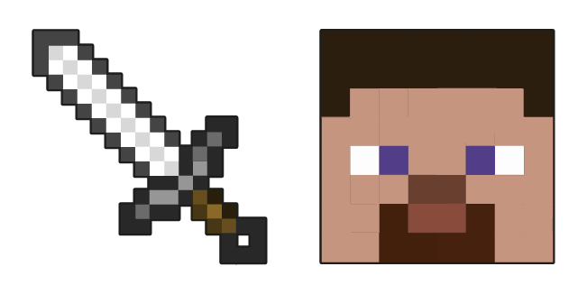 Minecraft Iron Sword & Steve Cursor