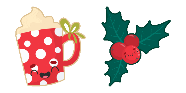 Christmas Cute Drink & Holly Animated Cursor