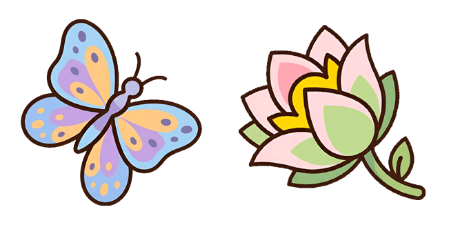 Kawaii Pastel Butterfly & Lotus Flower Cursor