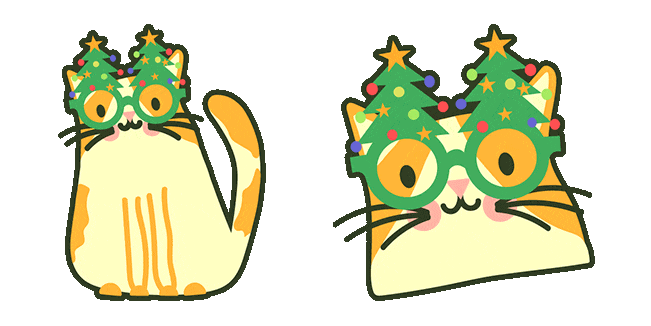 Cat in Xmas Tree Glasses Animated Cursor