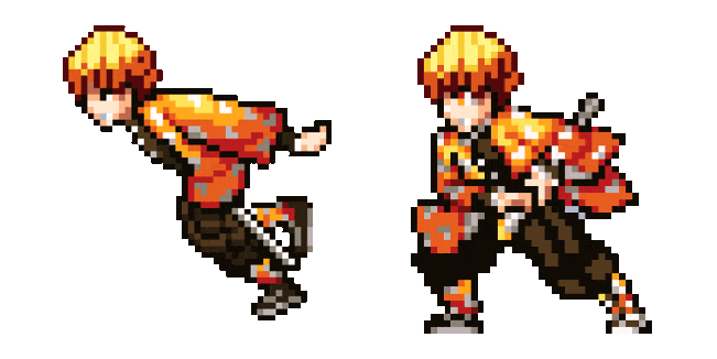 Demon Slayer Zenitsu Agatsuma Running Pixel Animated Cursor
