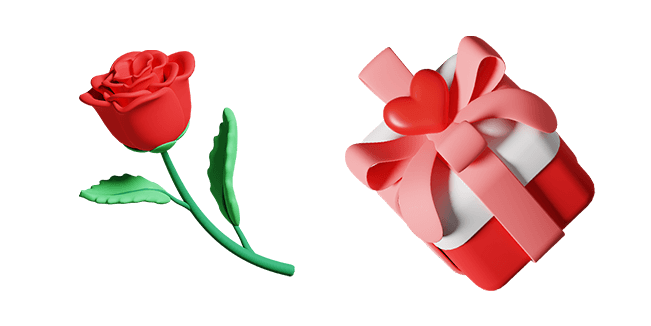Red Rose & Lovely Gift 3D Cursor